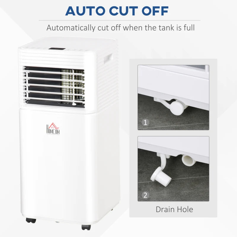 Portable 9000 BTU Air Conditioner - Cooling Dehumidifier Fan, White, 18m² Room, Remote & Timer