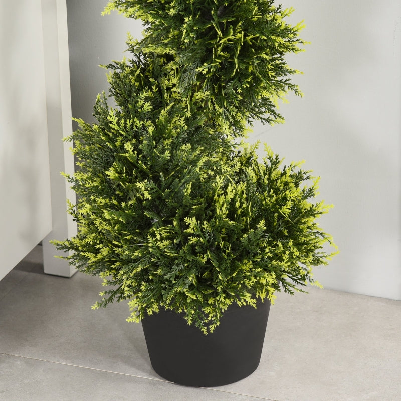 Set of 2 Green Artificial Spiral Topiary Trees - Indoor/Outdoor Decor