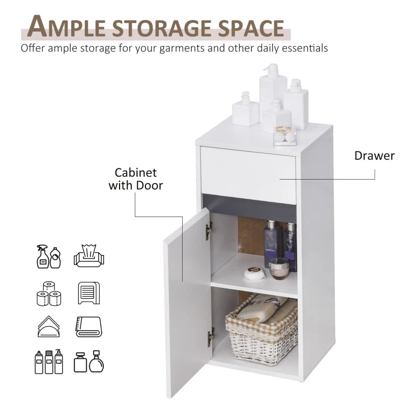 White Tri-Compartment Bathroom Storage Cabinet