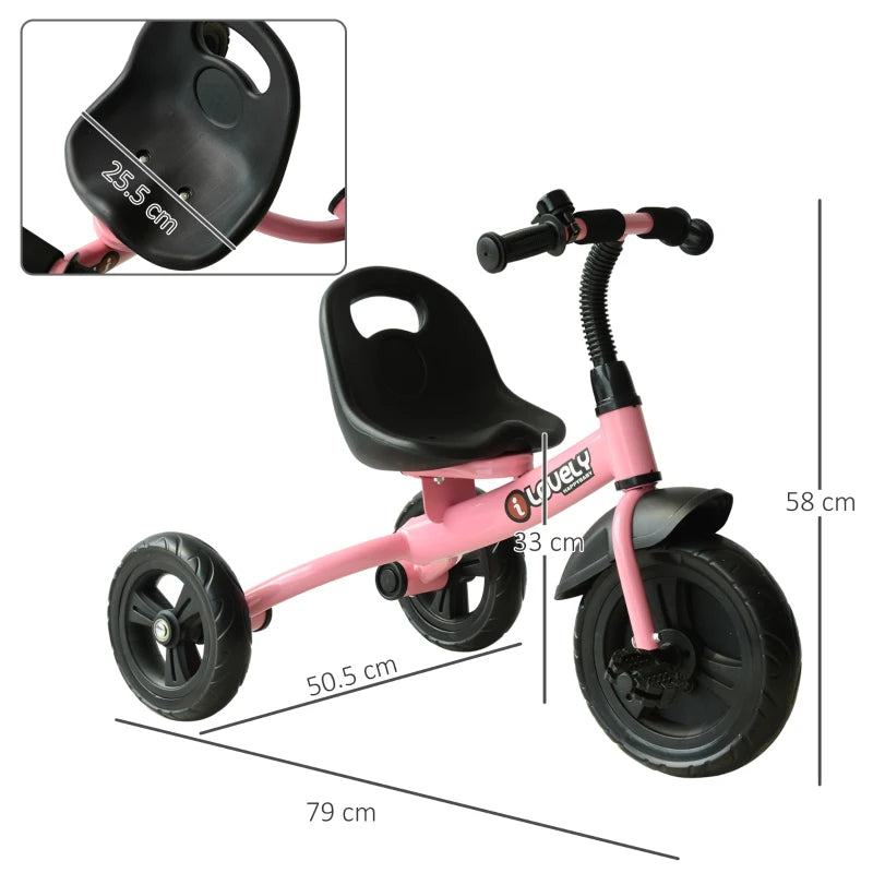 Kids Pink 3-Wheel Toddler Tricycle for Ages 1.5-4