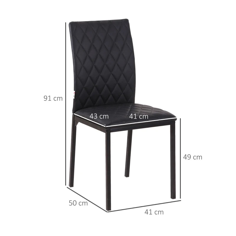 Black Upholstered Dining Chairs Set of 4 with Metal Legs