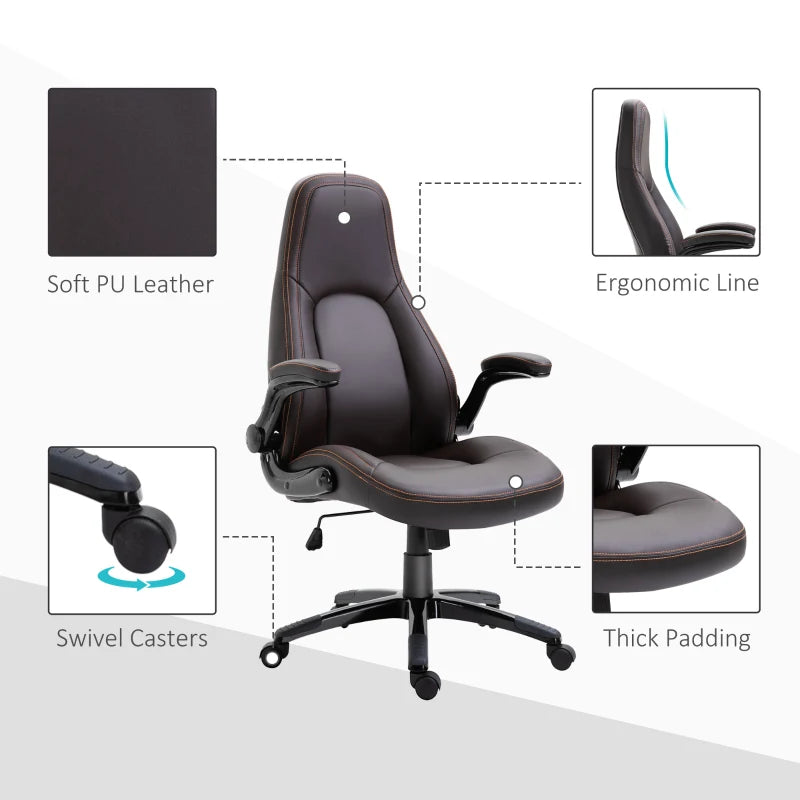 Brown Gaming Office Chair with Adjustable Arms and Height