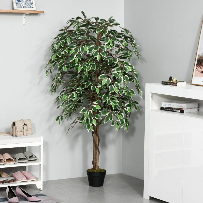 Green 160cm Artificial Ficus Silk Tree with Nursery Pot - Indoor Outdoor Decor