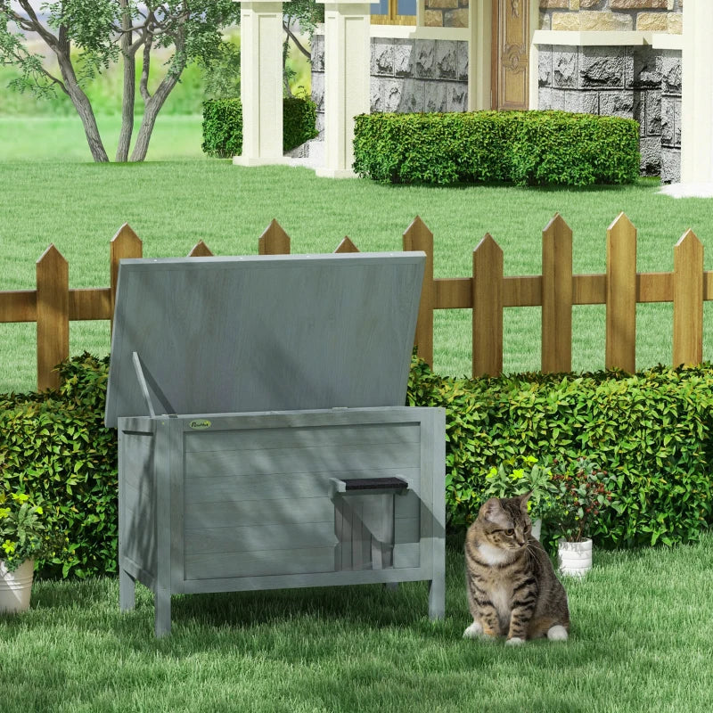 Charcoal Grey Outdoor Cat House with Insulated Design