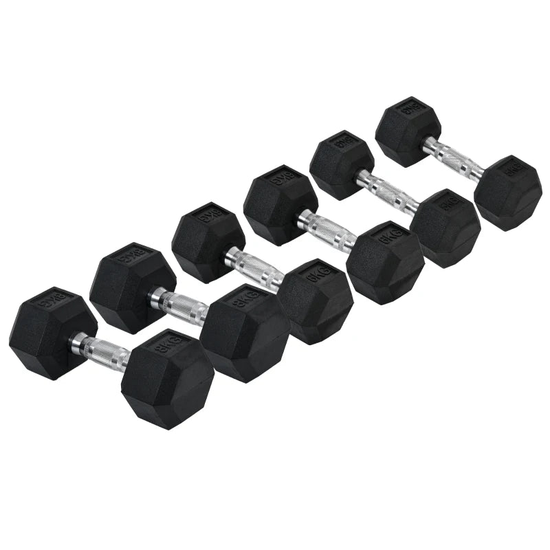 Hex Dumbbell Set - 5kg, 6kg, 8kg - Home Gym Fitness Strength Training