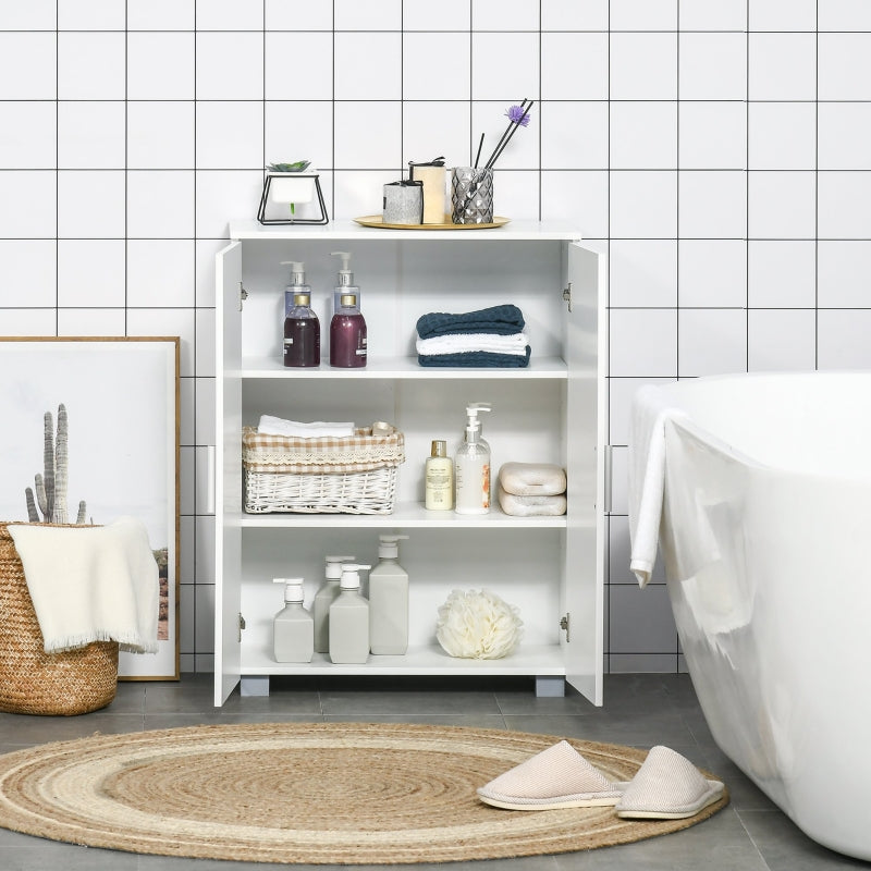 White Bathroom Storage Cabinet with 3 Tier Shelves