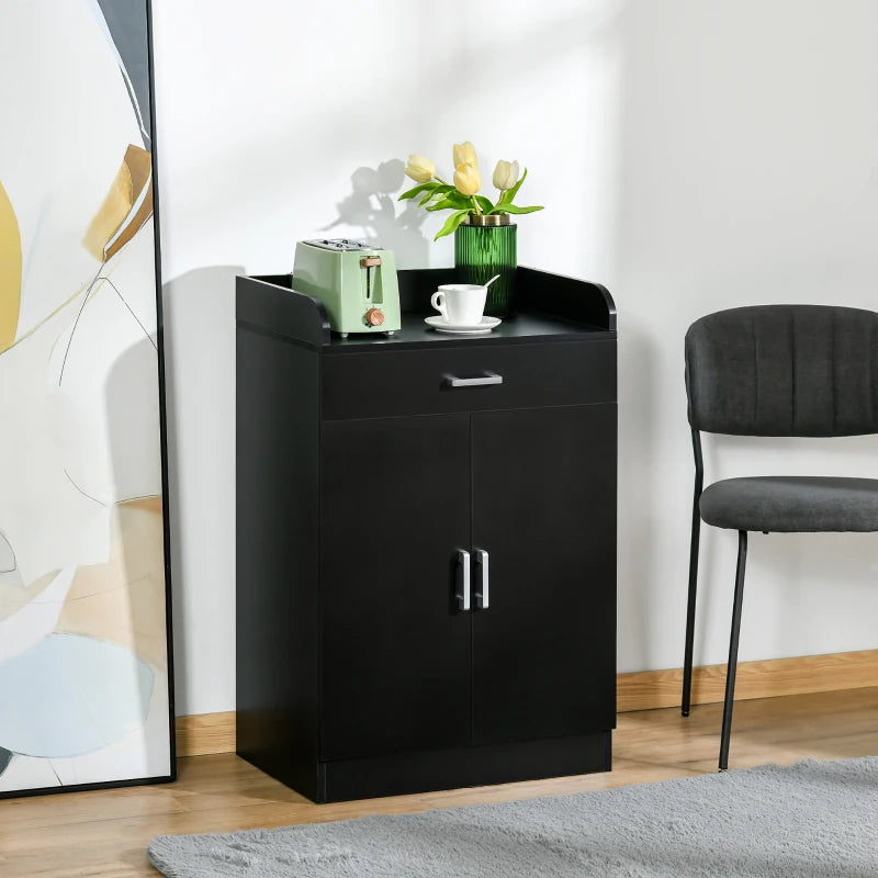 Black Modern Storage Cabinet with Drawer and Shelf