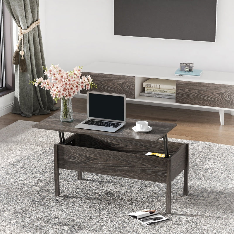 Tan Lift Top Coffee Table with Hidden Storage, 98cm Wide