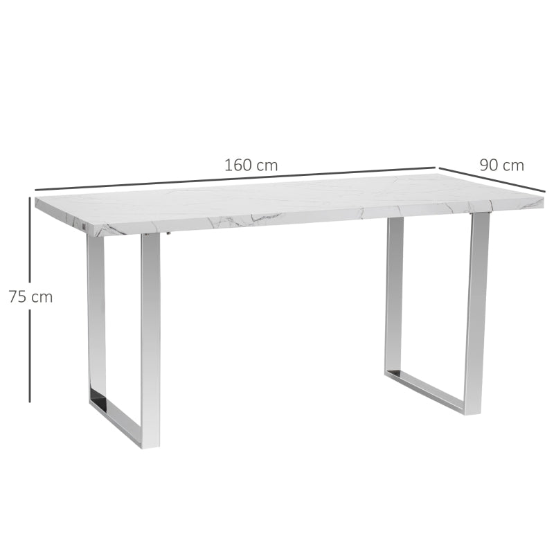 White Marble Effect Dining Table for 6-8 People - 160 cm