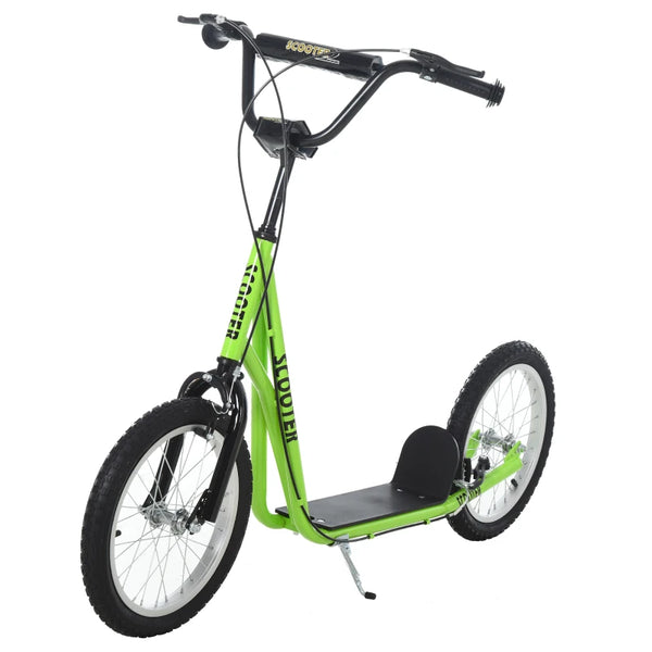 Green Kids Kick Scooter with Adjustable Height and Dual Brakes