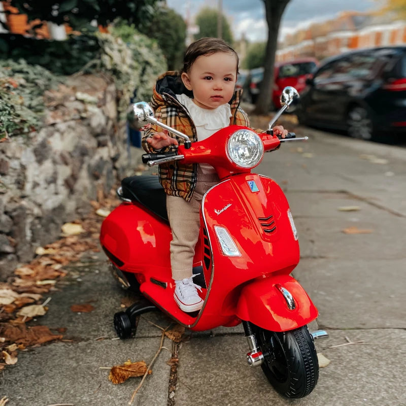 Red Kids Ride-On Motorcycle with LED Lights - 6V