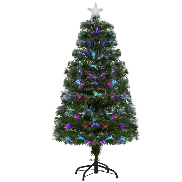 4FT Multicoloured Fibre Optic Christmas Tree with Pre-Lit Modes