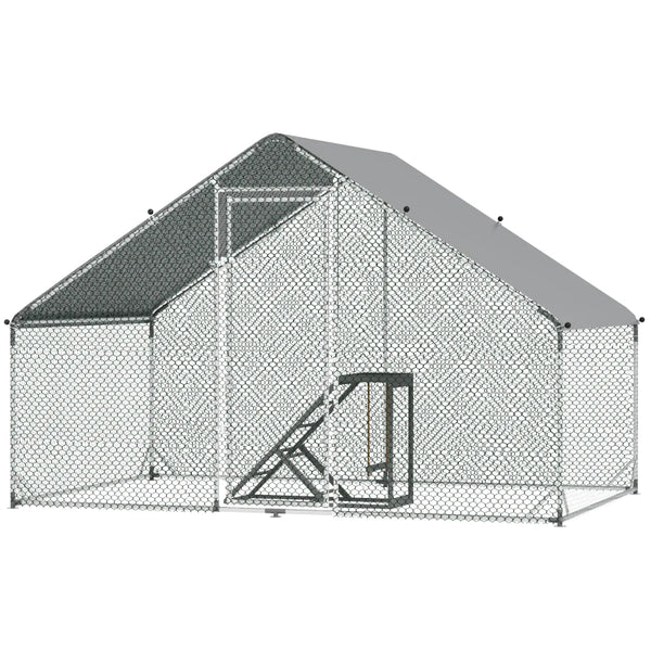 Chicken Run with Activity Shelf and Cover, 3x2x2m, Green