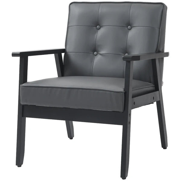 Grey Retro-Style Faux Leather Accent Chair