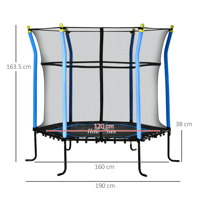 Blue Kids Trampoline with Enclosure Net - Indoor/Outdoor - Ages 3-10