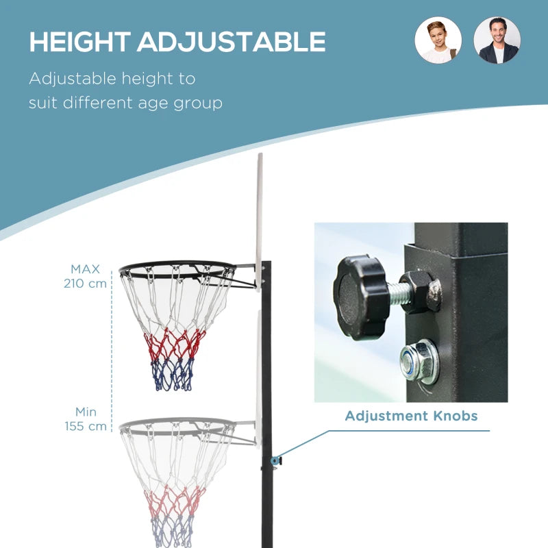 Adjustable Height Outdoor Basketball Stand - Blue Garden Hoop with Wheels