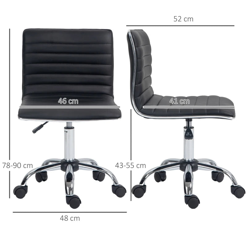 Black Mid-Back Swivel Office Chair with Armless Design