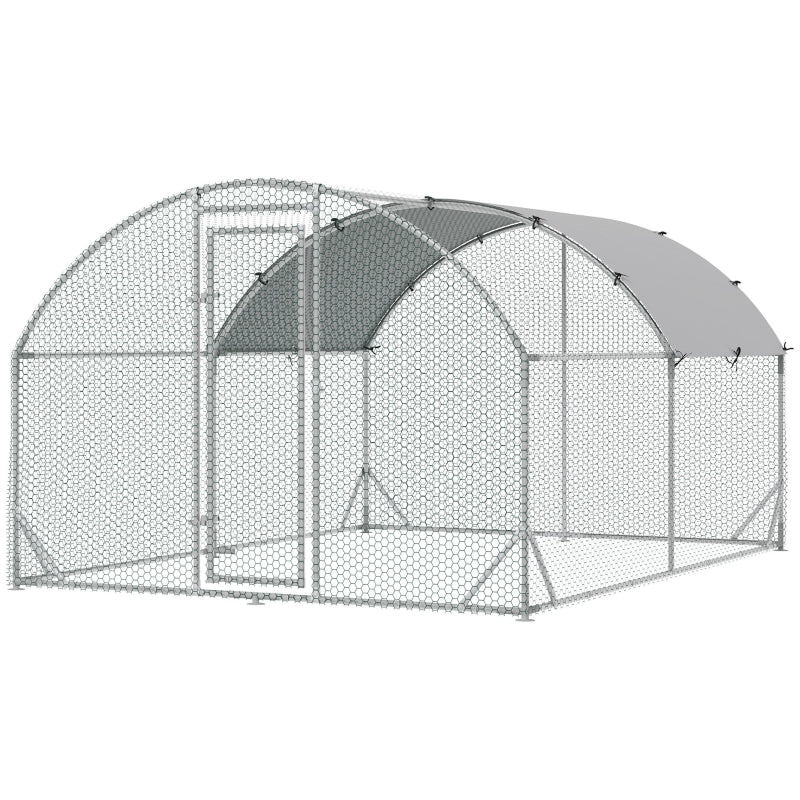 Galvanised Chicken Run with Water-Resistant Cover, 2.8 x 3.8 x 2m