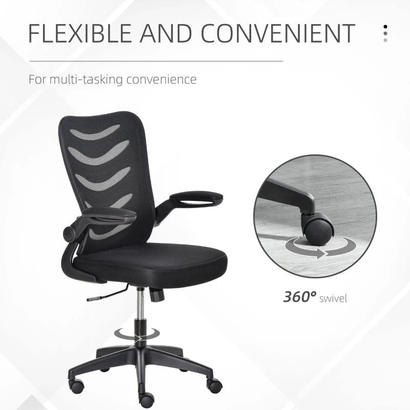 Black Mesh Office Chair with Lumbar Support & Adjustable Height