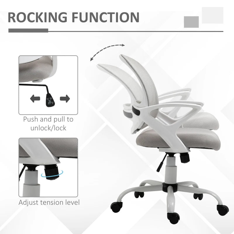 Grey Mesh Office Chair with Lumbar Support & Adjustable Height