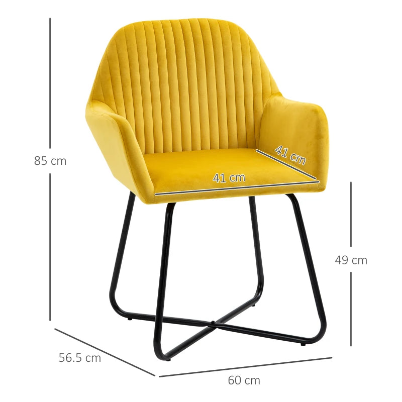 Yellow Modern Upholstered Armchair with Metal Base for Living Room