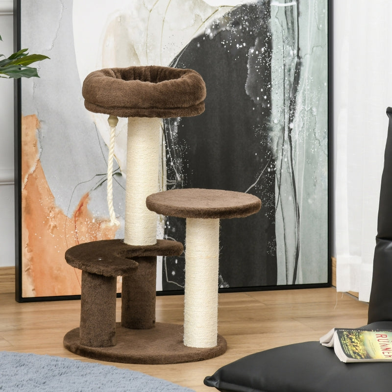 Brown 65cm Cat Tree with Sisal Scratching Posts and Perches