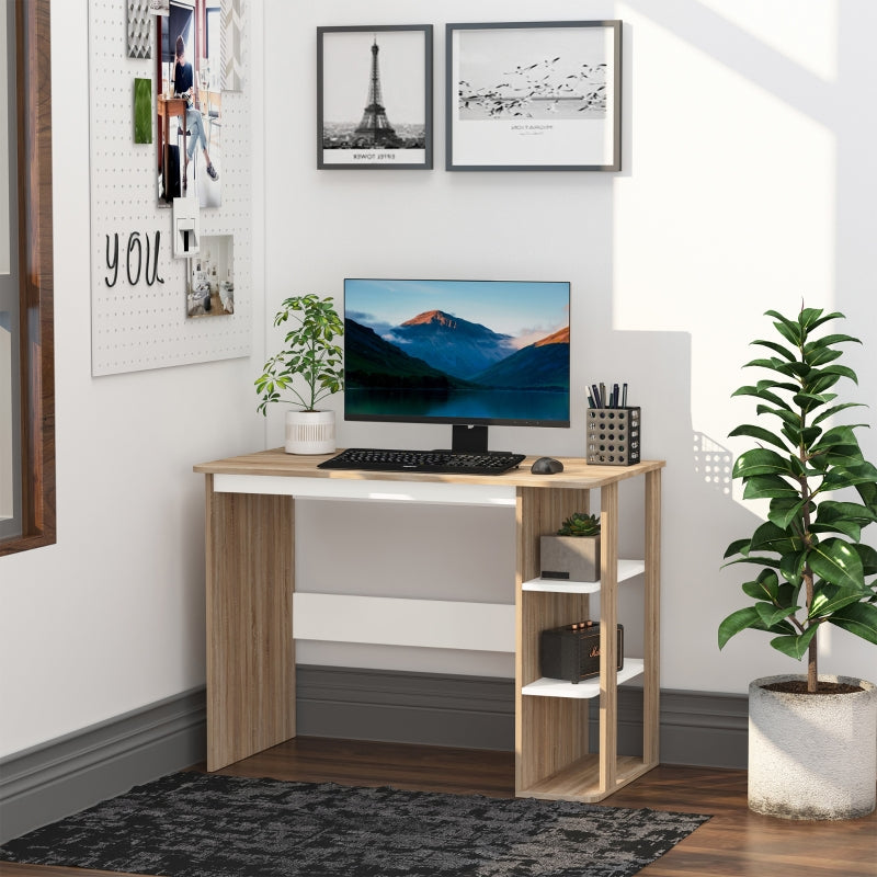 Oak and White 3-Tier Storage Desk for Home Office