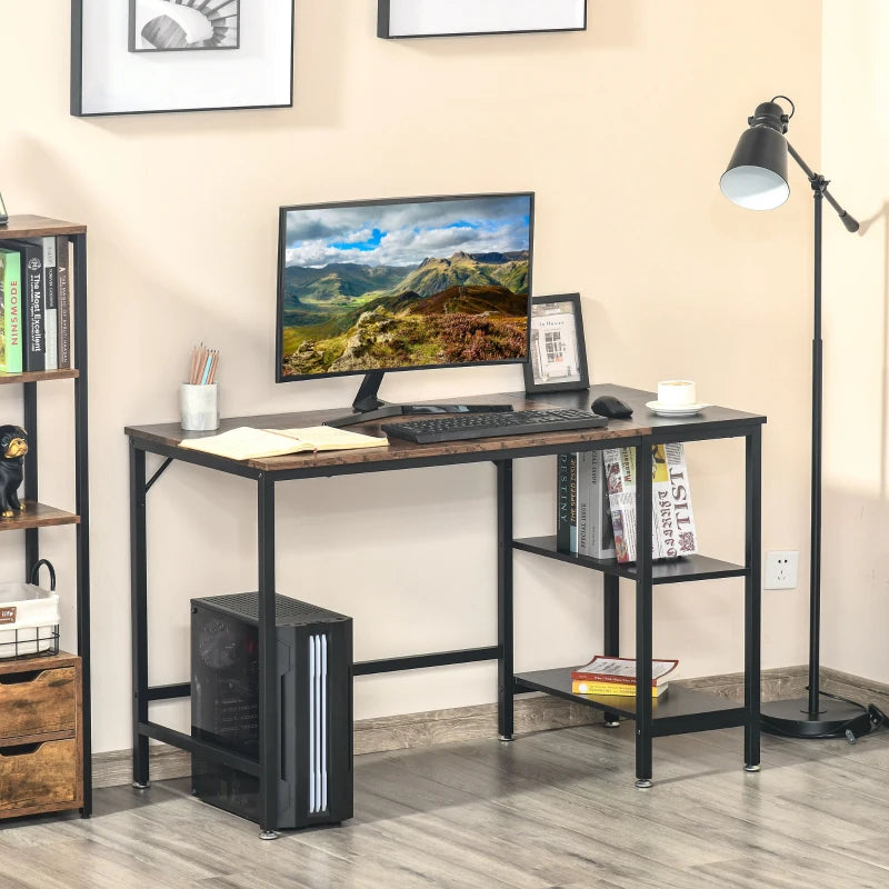 Modern Computer Desk with 2 Storage Shelves, Steel Frame - 120x60x76cm