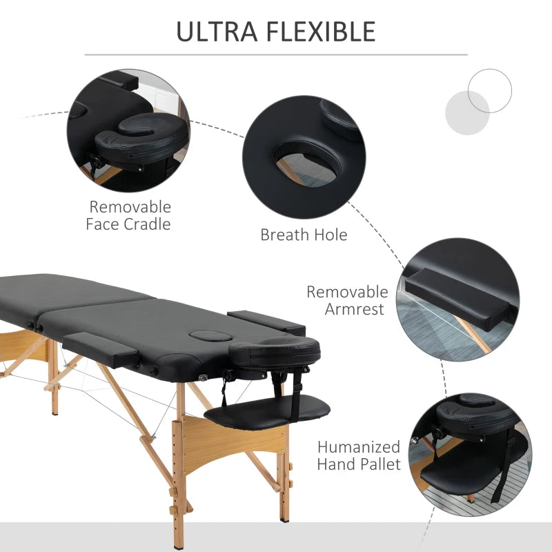 Black Portable Folding Massage Table with Carry Bag