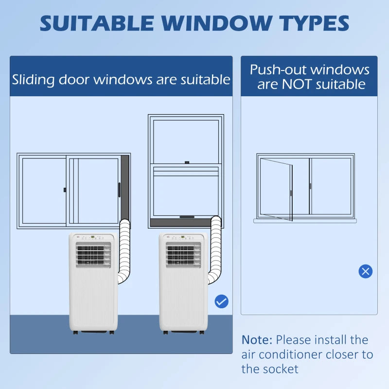 Portable 7,000 BTU Air Conditioner - White, Dehumidifier, Timer, Wheels, Window Kit