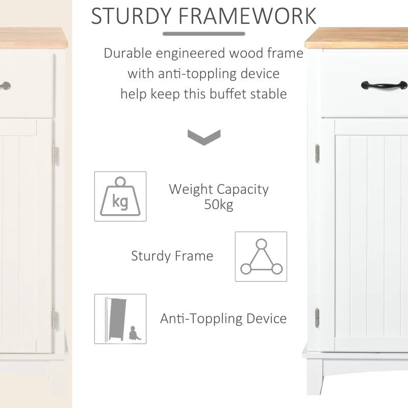 White Wooden Kitchen Storage Cabinet with Drawers