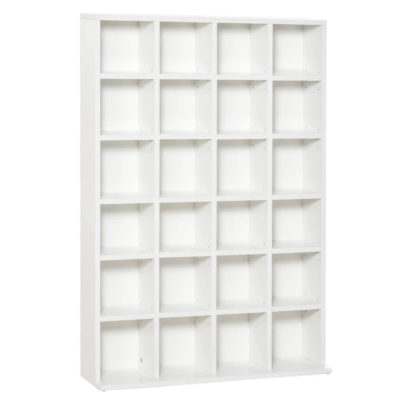 White Wooden Media Storage Shelf with Adjustable Shelves, 89 x 130.5 cm