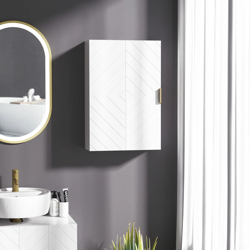 White Bathroom Wall Cabinet with Adjustable Shelves - Over Toilet Storage