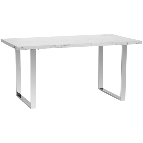 White Marble Effect Dining Table for 6-8 People - 160 cm