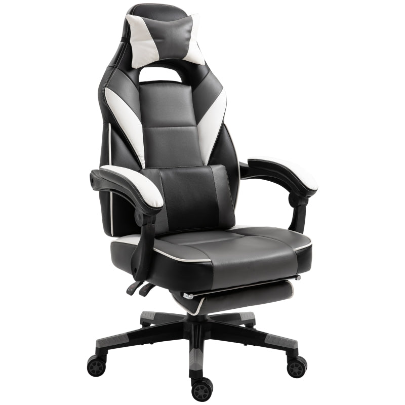 Grey Ergonomic Gaming Chair with Footrest and Lumbar Support