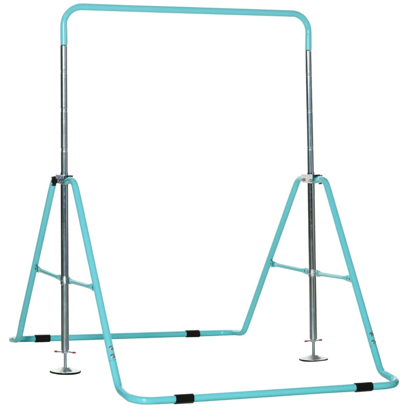 Foldable Kids Gymnastics Bar - Adjustable Height, Green