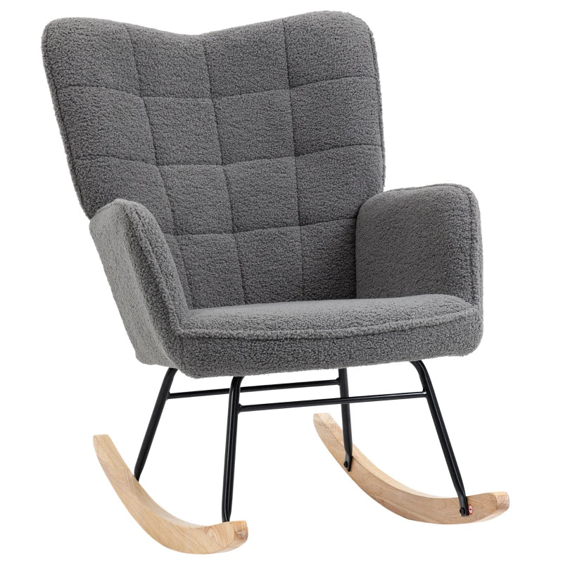 Dark Grey Wingback Nursery Rocking Chair