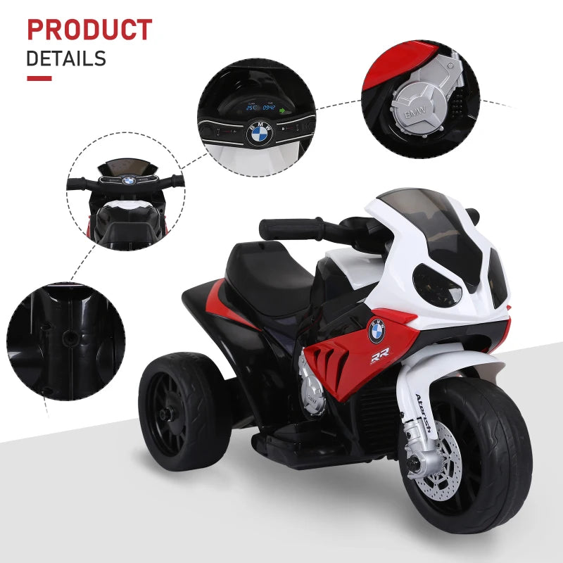 Kids Electric Ride-On Motorbike with Headlights and Music, 6V - Red