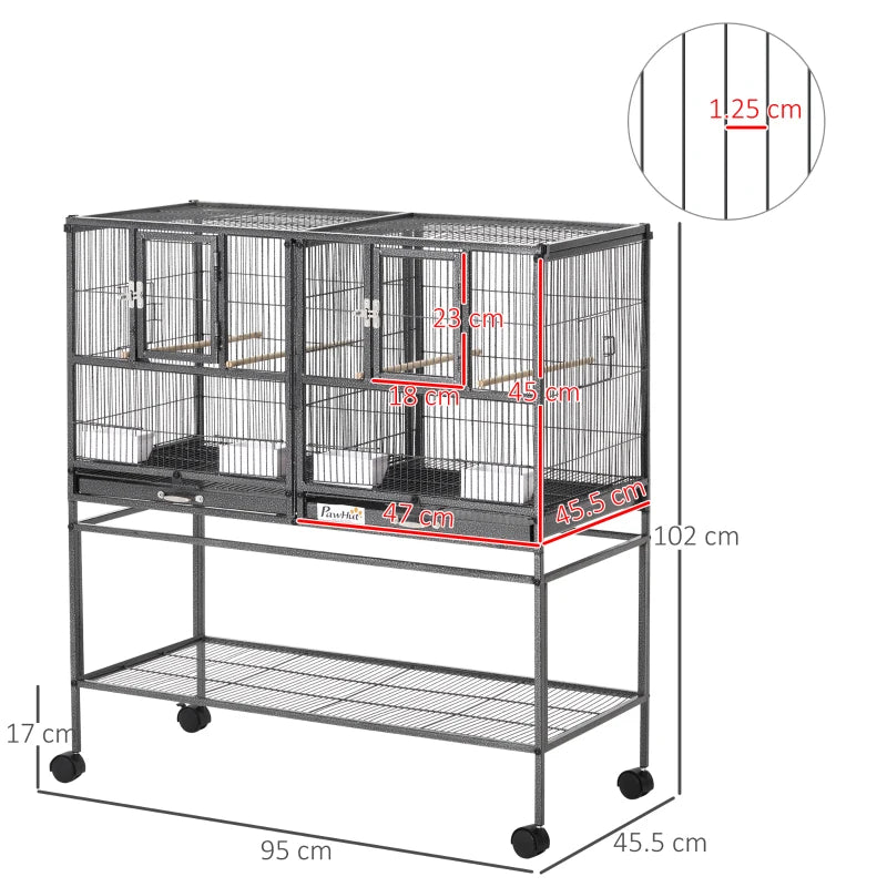 Large Metal Bird Cage for Small Birds - White