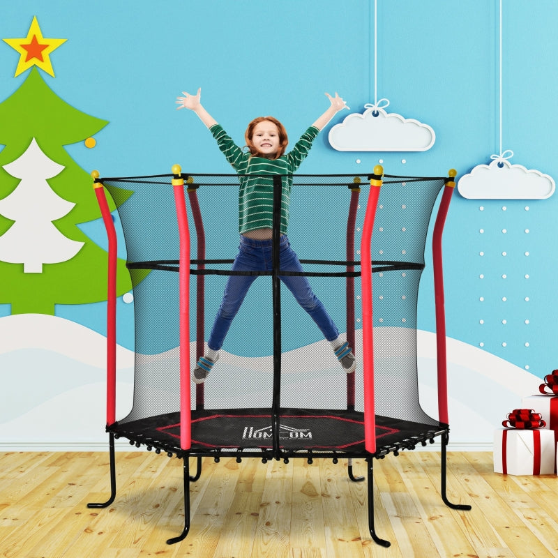 Red 5.2FT Kids Trampoline with Enclosure Net - Indoor/Outdoor Mini Trampoline for Ages 3-10