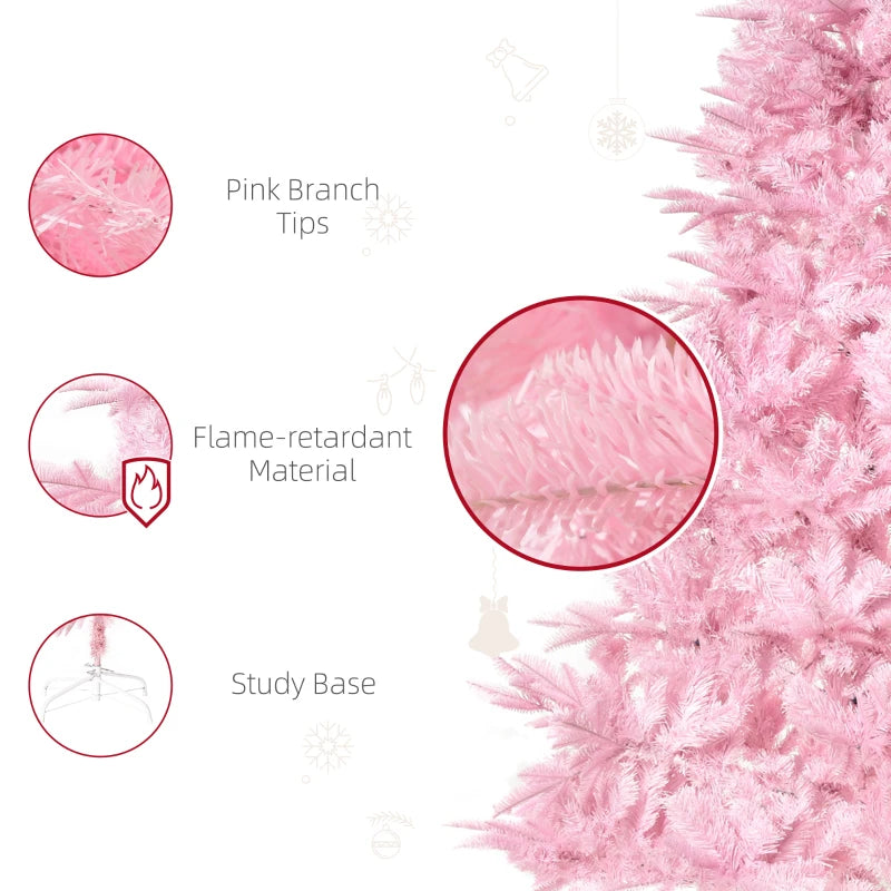 6FT Pink Artificial Christmas Tree with Automatic Open - Holiday Xmas Decoration