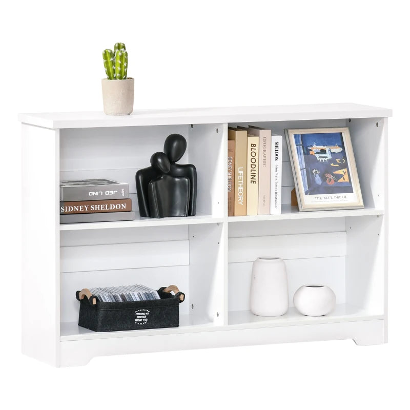 White 2-Tier Modern Cube Bookcase with Moving Shelves