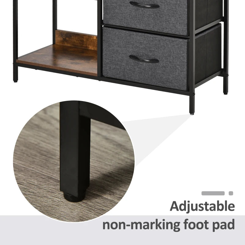 Black Fabric Drawer Storage Cabinet with Shelves