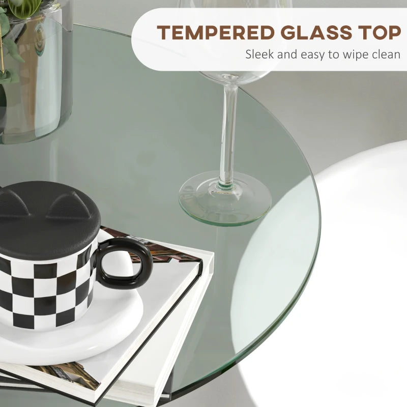 Clear Glass Round Bar Table with Steel Base