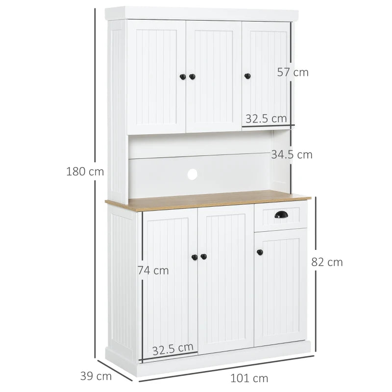 Modern White Kitchen Storage Cabinet with Countertop, Drawer, and Doors