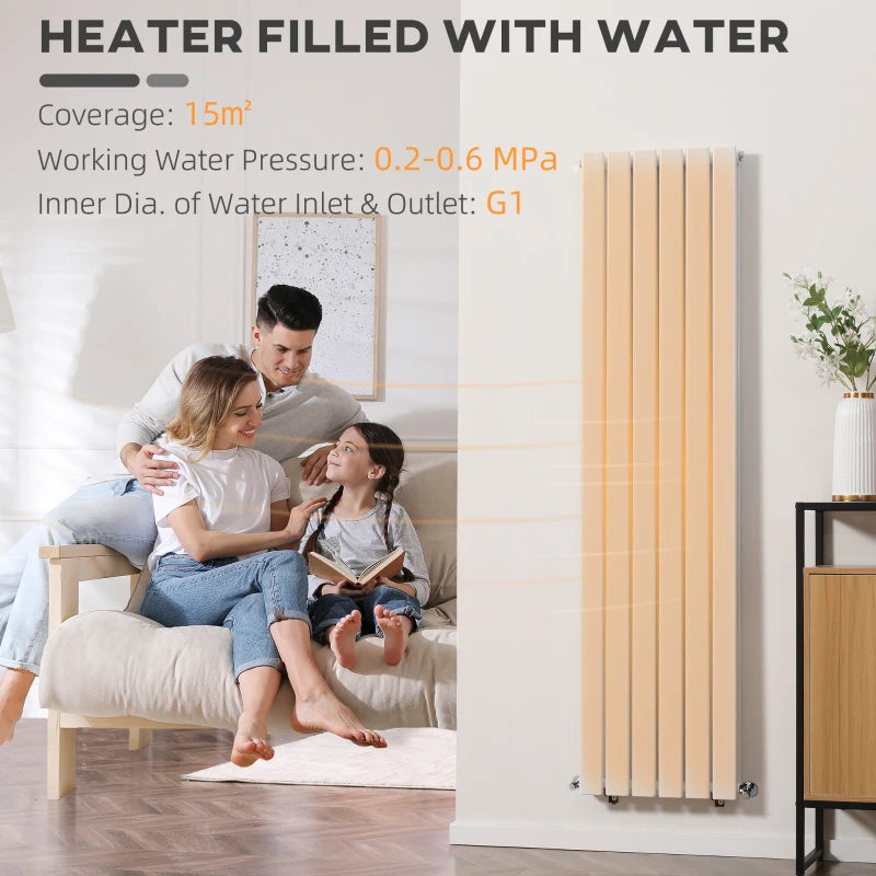 White Vertical Designer Radiator - 456 x 1800 mm Double Panel Wall Heater