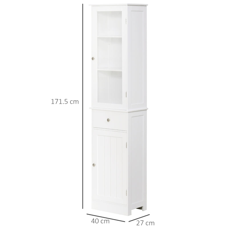 White Bathroom Storage Cabinet with 3-Tier Shelf Drawer