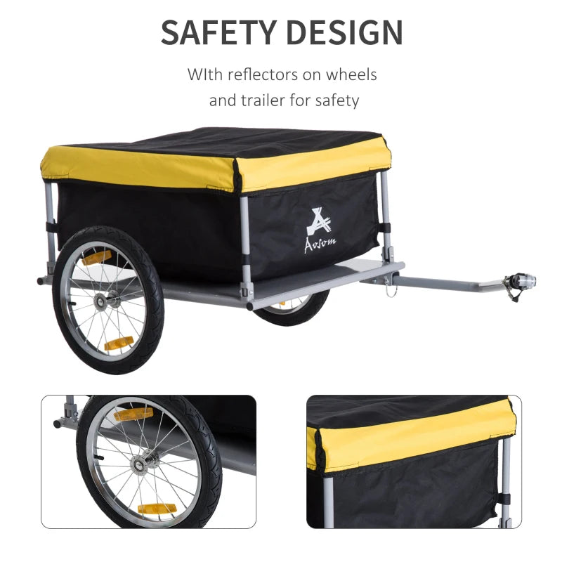 Yellow Bicycle Cargo Trailer with Folding Storage & Removable Cover