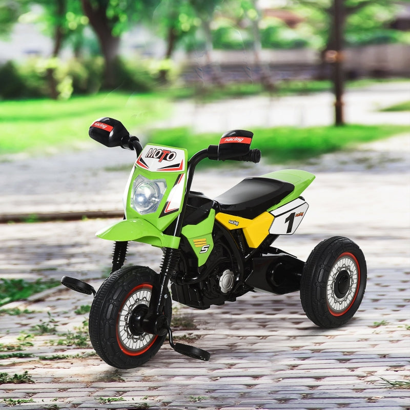 Green Toddler Pedal Motorcycle Tricycle with Music & Lights