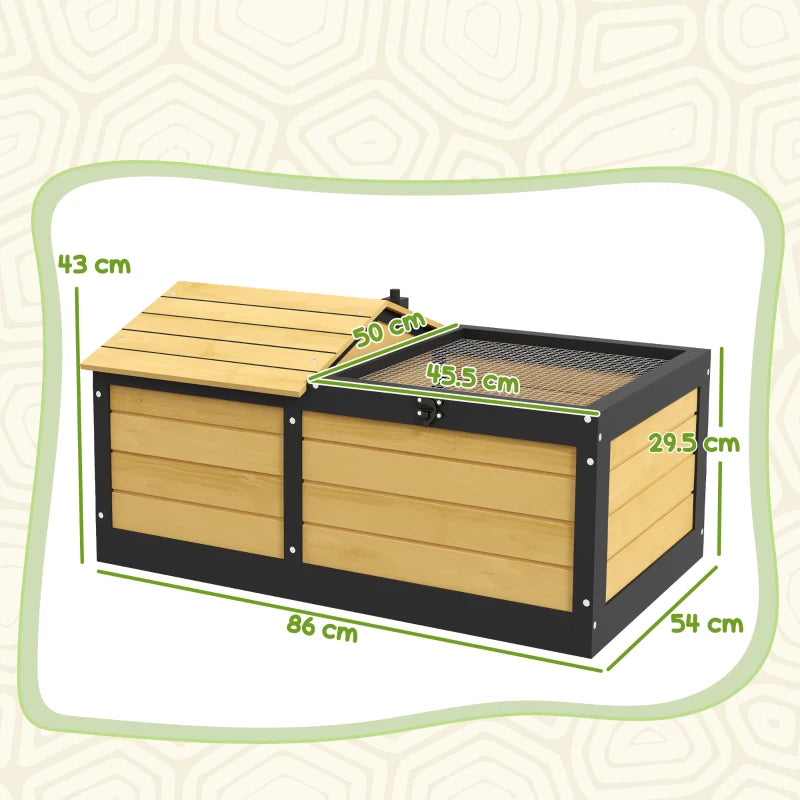 Yellow Wooden Tortoise Shelter with Hide Den and Run